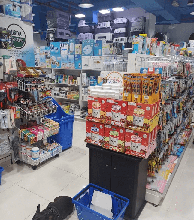 Pet food, accessories, and essentials on display at Petsky UAE