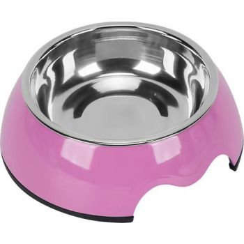  Melamine Pink Stainless Steel bowl with anti-slip circle on the bottom,Volume:160 ml,Size:12*12*4.5 cm 