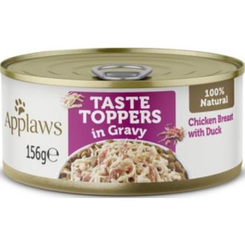  Applaws Taste Topper in Gravy Chicken Duck Dog Tin 156g 