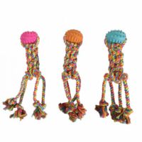 Bark A Boo Spike Football Braided Rope Tug With Tails
