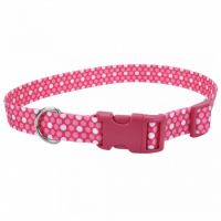 Coastal 5/8"Attire Dog Collar Pink Dots Medium