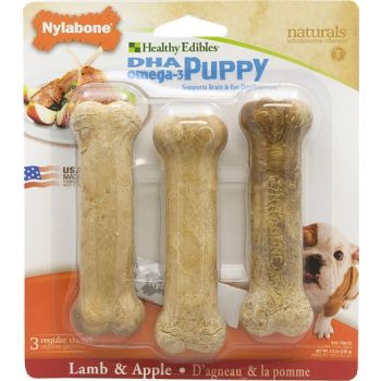  Nylabone Healthy Edibles Puppy Lamb & Apple 3 Count Blister Card Regular 