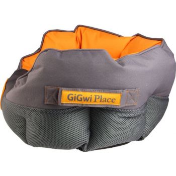  Gigwi Place Soft Bed Gray & Orange Small 35L X 35W X 23H 