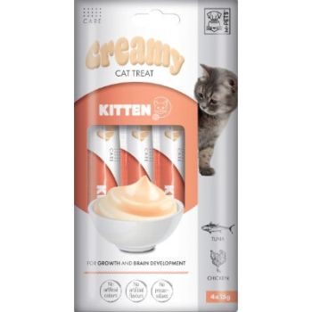  M-PETS Creamy with Functions – Cat treat – Kitten – Tuna & Chicken 4x15g (60g) 
