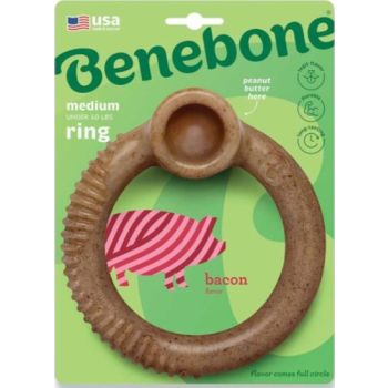  Benebone RING Dog Toy – Bacon Medium 