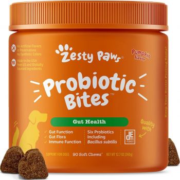  Zesty Paws Probiotic Bites Pumpkin Flavored Soft Chews Digestive Supplement for Dogs 