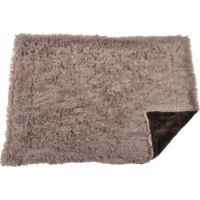 PLAID FURRY THROW - BROWN / LARGE