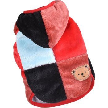  Hong Pet Winter Flanned Coral Velvet Dog Clothes- Black-S 