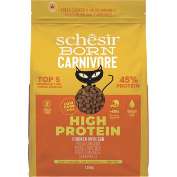  Schesir Born Carnivore Grain Free Oven Baked Dry Cat Chicken & Egg 1.25kg 