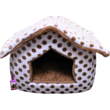  Coco Kindi White with Brown Dotted Washable Fur Hut with Zip L 