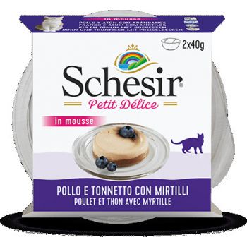  Schesir Petit Delice Cat Wet Food Can -Chicken And Tuna With Blueberries 