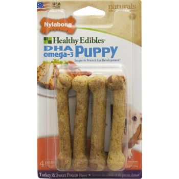  Nylabone Healthy Edibles Puppy Sweet Potato & Turkey 4 count Blister Card Petite 