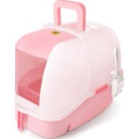 Catidea Luxury Hooded Cat Litter Station with Sifter-Pink