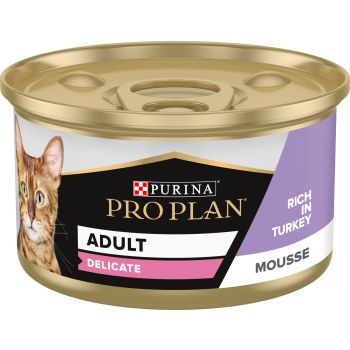  PURINA PRO PLAN ADULT DELICATE DIGESTION, WET CAT FOOD, MOUSSE RICH IN TURKEY 85G 