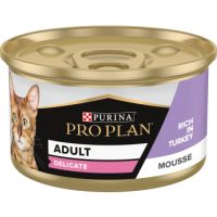 PURINA PRO PLAN ADULT DELICATE DIGESTION WET CAT FOOD MOUSSE RICH IN TURKEY 85G