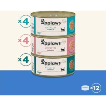  Applaws Fish Selection Multipack in Broth Cat Wet Food 12x156g 