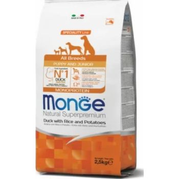  Monge Monoprotein All Breeds Puppy and Junior Duck with Rice and Potatoes 