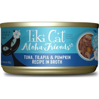  Tiki Cat Aloha Friends Wet Cat Food Tuna, Tilapia & Pumpkin -3 Oz. Can 