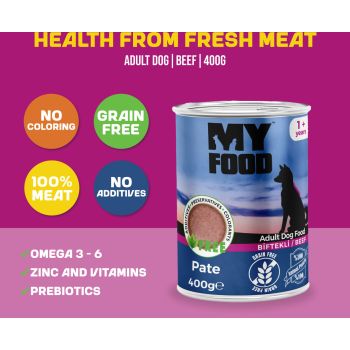  Myfood Dog Adult Pate Beef 400gr 