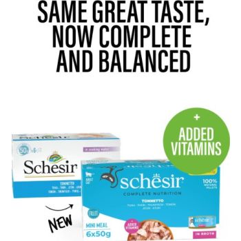  Schesir Complete & Balanced Nutrition Wet Cat Food in Broth Can[Multi pack]- Tuna-(6X50g) 