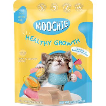  Moochie Cat Wet Food Tuna And Chicken Recipe For Kitten - Healthy Growth Pouch 70g 