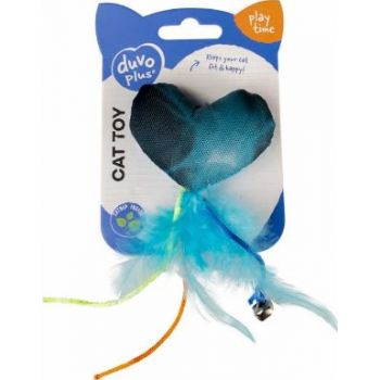  Duvo+ Flash Heart With Feathers Blue/Green Cat Toys  - 16,5x7x3cm 