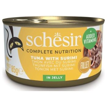  Schesir Complete & Balanced Nutrition Wet Cat Food in Jelly Can- Tuna With Surimi 85g 