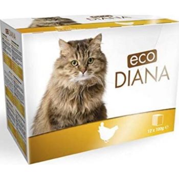  eco DIANA Complete food for cats, 12 pouches of 100g, chunks with chicken in gravy 