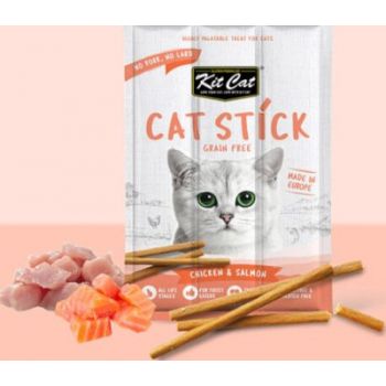  Kit Cat Grain Free Cat Stick Treats Chicken & Salmon 15g 