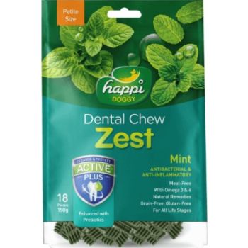  Happi Doggy Dental Chew Zest-Mint-2.5" (18 Pieces)-150g 