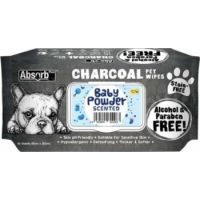 Absolute Pet Absorb Plus Charcoal Pet Wipes Baby Powder 80 Sheets 15cmx20cm