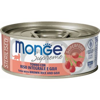  Monge Cat Wet Food Cans Supreme Sterilized Tuna With Brown Rice And Goji Berries 80g 