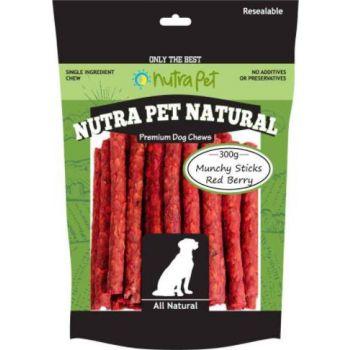  Nutrapet Dog Chew  Munchy Sticks ( RED BERRY) 300G 