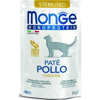  Monge Monoprotein Cat Wet Food Sterilised Chicken Grain Free 85g 