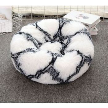  Pado Pet Fluffy Donut Cushion -Black  Pattern Large 60x20cm 