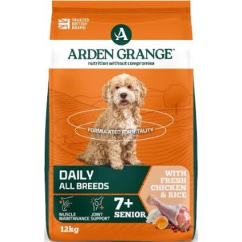  Arden Grange Daily All Breeds Senior with Fresh Chicken & Rice Dry Dog Food 12kg 