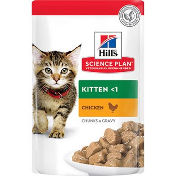  Hill’s Science Plan Tender Chunks In Gravy Kitten Wet Food Chicken Pouches (12x85g) 