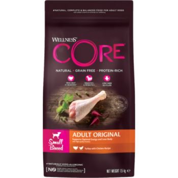  Wellness CORE Small Breed Adult Original Turkey with Chicken Recipe Dry Dog Food, 5 Kg 
