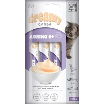  M-PETS Creamy with Functions – Cat treat – Ageing 6+ – Duck & Tuna & Salmon 4x15g (60g) 