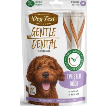  Dog Fest Dental Treats For Adult Dogs -Twister -Duck 90g (13cm) 