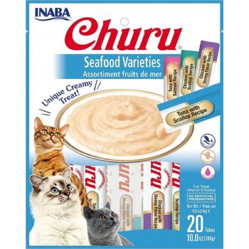  Inaba Churu Seafood Varieties Bag Cat Treats , 20 Tubes 