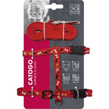  M-PETS Catogo Cat Harness & Leash Set Red 