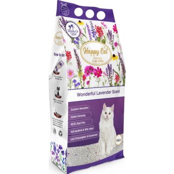  Happy Cat Bentonite Dust Free Clumping Cat Litter – Wonderful Lavender Scent – 10L 