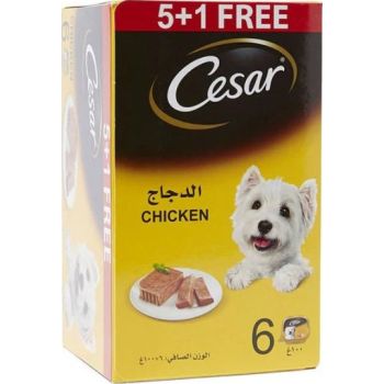 Cesar Chicken 5+1 FREE Promo Pack Wet Dog Food - 6X100G 