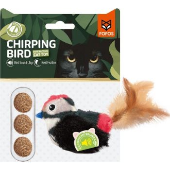  FOFOS Sound Chip Black Bird With Catnip Balls Cat Toys 