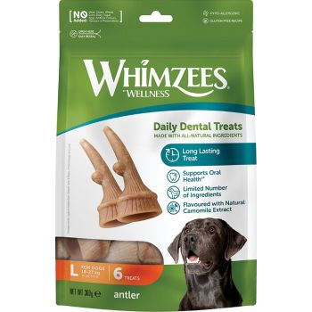  WHIMZEES Occupy Antler Natural Dental Chews for Dogs – Large (6pc) 