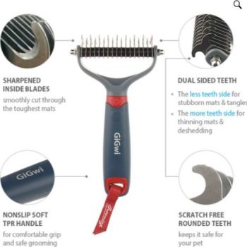  Dual Head Dematting Comb 11 Teeth for Dogs & Cats 