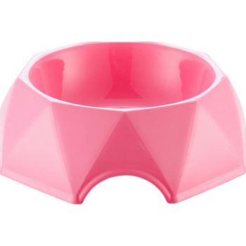  PETS CLUB Diamond Shape Pet Bowl-Pink- Size(CM):15.6*15.6*4.8cm 