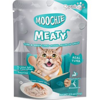  Moochie Cat Food Tuna & Green Lipped Mussel Recipe In Gravy Pouch 70g 