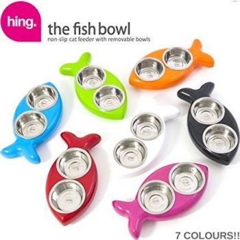  Hing Designs Cat Fish Bowl, White 